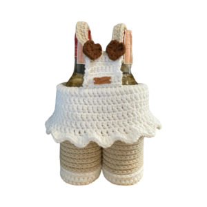 Vinväska, beige och vit