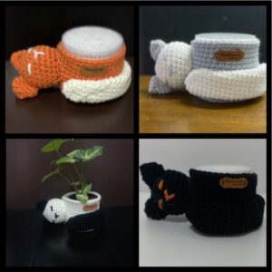 Crocheted sleeping cat